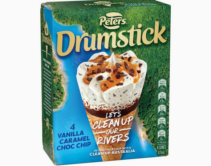 Peters Drumstick Vanilla Caramel Choc Chip 4pk