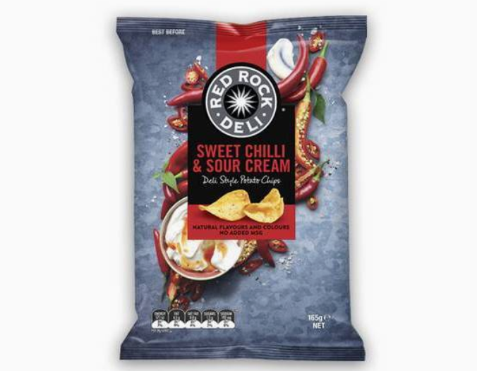Red Rock Deli Potato Chips Sweet Chilli and Sour Cream 165g